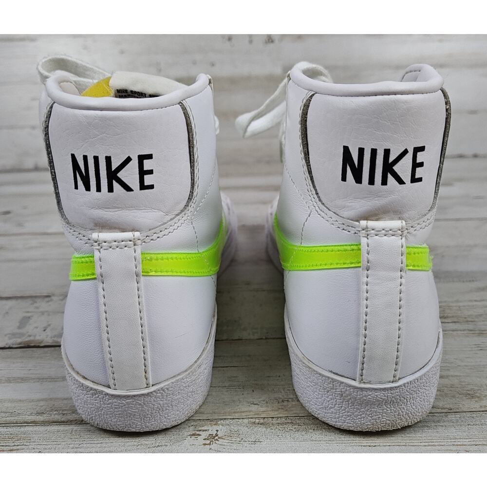 NIKE Blazer Mid 77 Essential Women's Sneakers Size 6.5 White And Volt Colorway - Picture 4 of 8